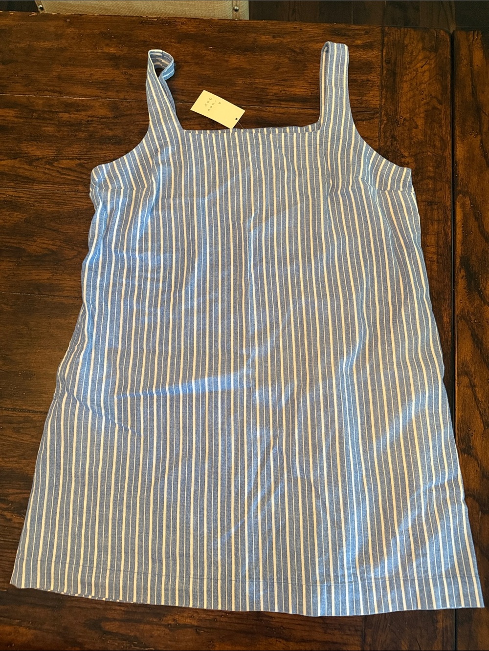 Blue and White Striped Sleeveless Summer Dress with Pockets